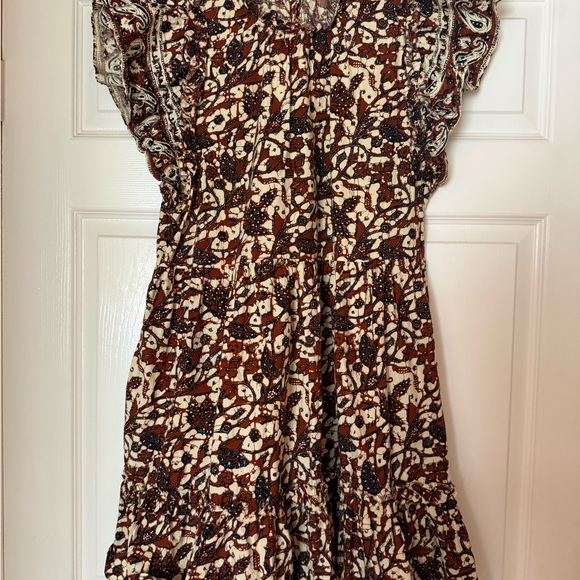 House of Harlow 1960 Brown and Cream Flutter Sleeve Mini Sundress XL - Picture 1 of 6